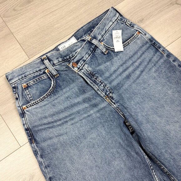 GAP Women’s High Rise Crossover Barrel Jeans Denim Blue Size 29 8P - Picture 6 of 7